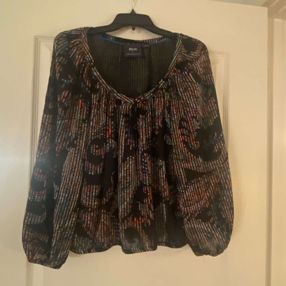 Maeve (Anthropologie) Multicolor Bubble-hemmed Blouse